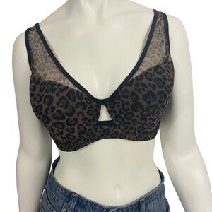 Smart & Sexy Bra Size 36DD Black Leopard Print Mesh Padded Underwire NWT